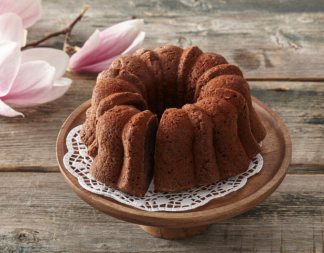 Chocolate bundt cake with coffee