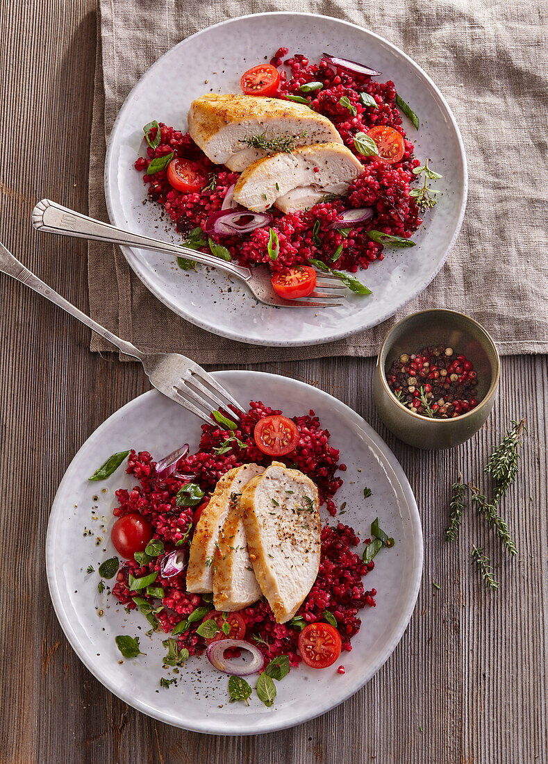Chicken breast with beetroot salad