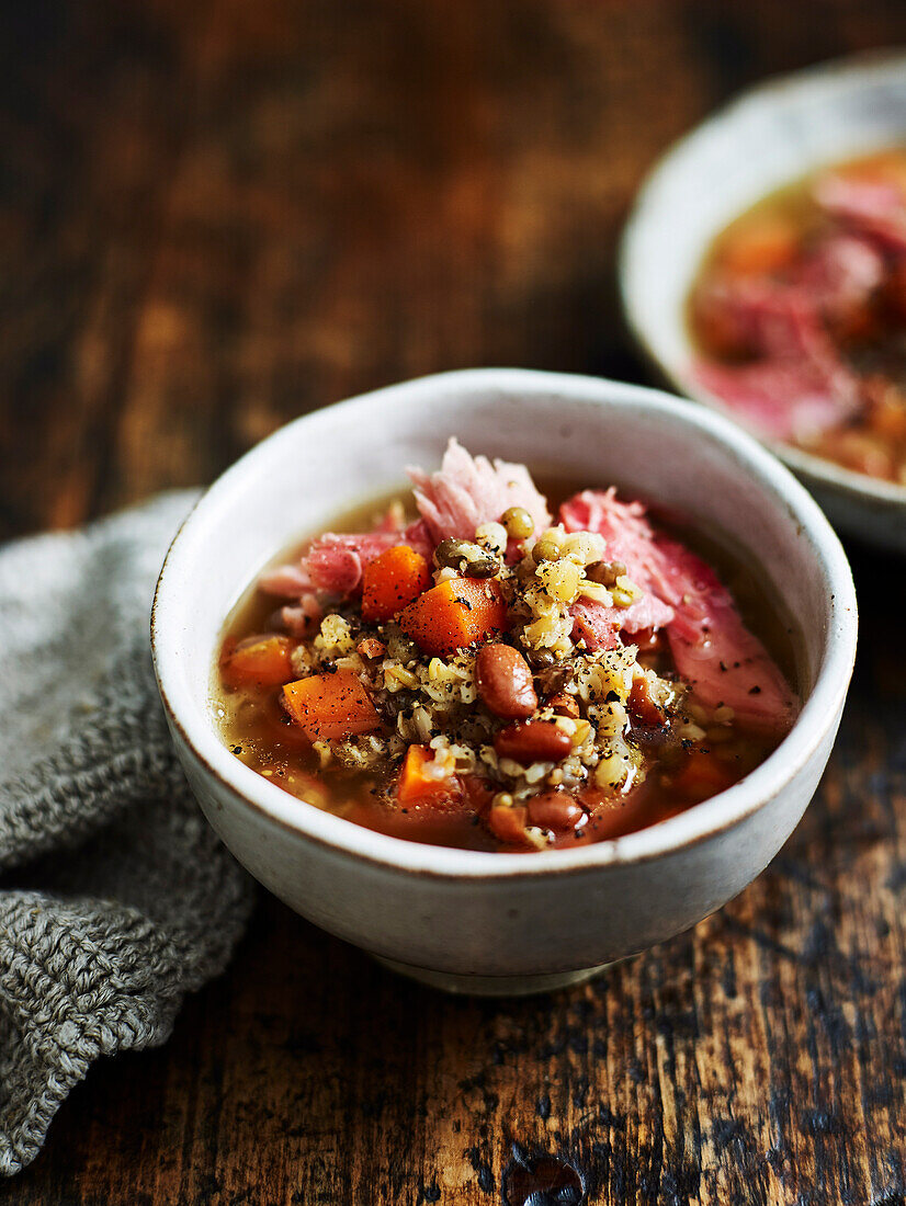 Hearty Ham Hock and Bean Soup