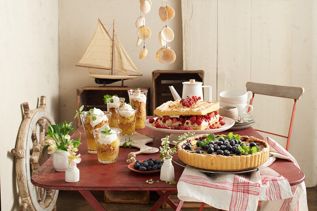 Swedish coffee fika with various cakes