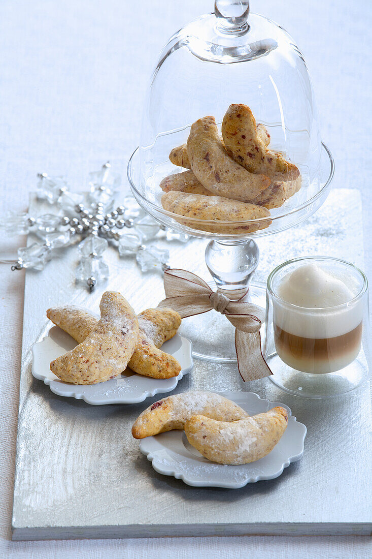 Vanilla and cranberry crescent biscuits