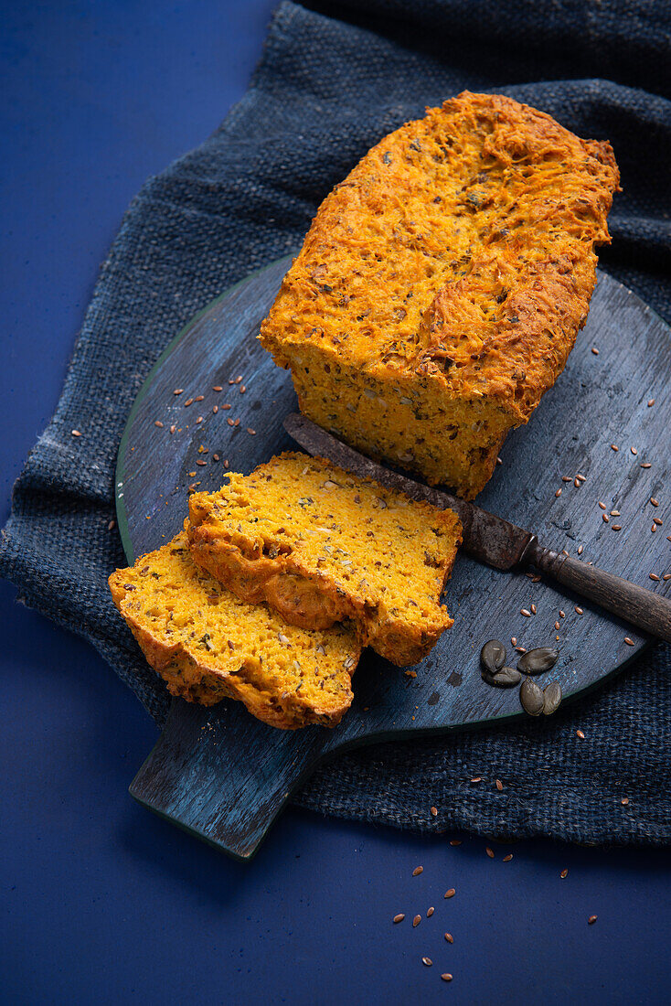 Vegan pumpkin bread with seeds and nuts