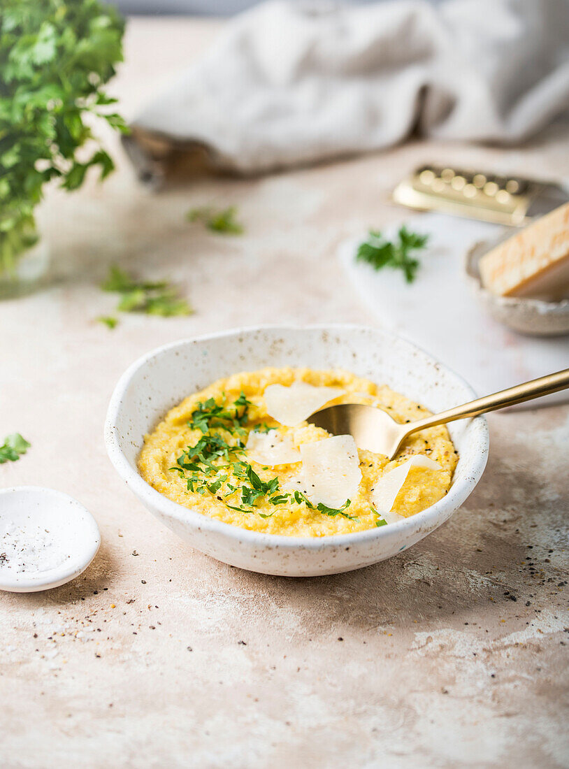 Polenta with parsley and parmesan