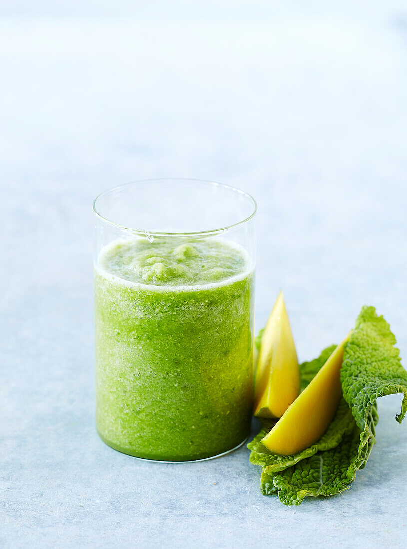 Mango smoothie with savoy cabbage