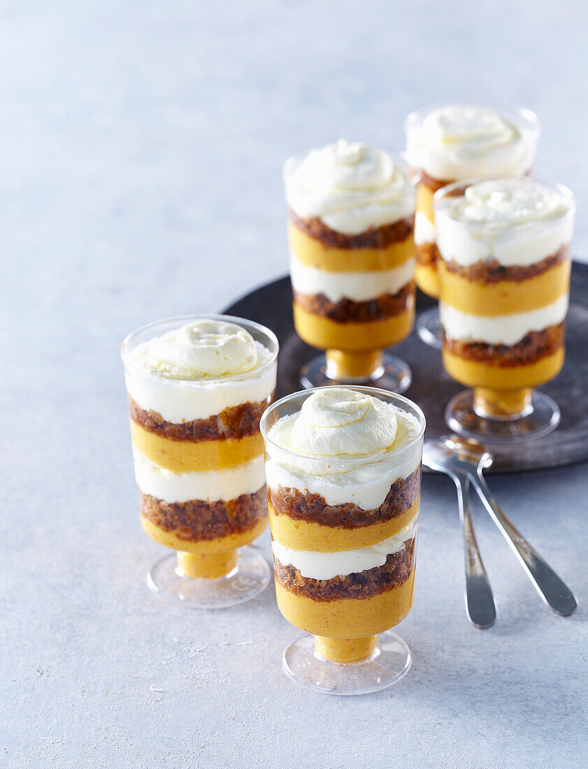 Dessert with pumpkin and custard cream