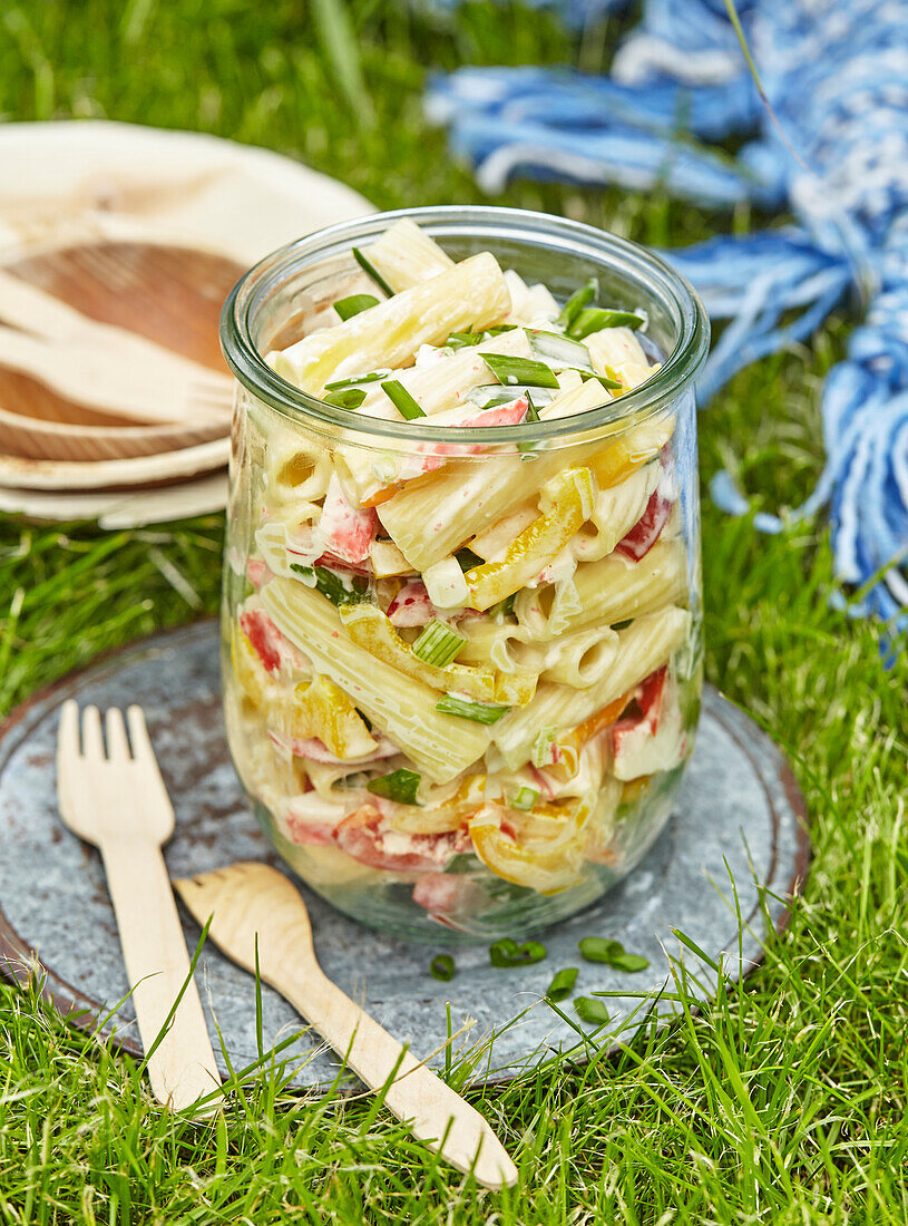 Pasta salad with crab meat