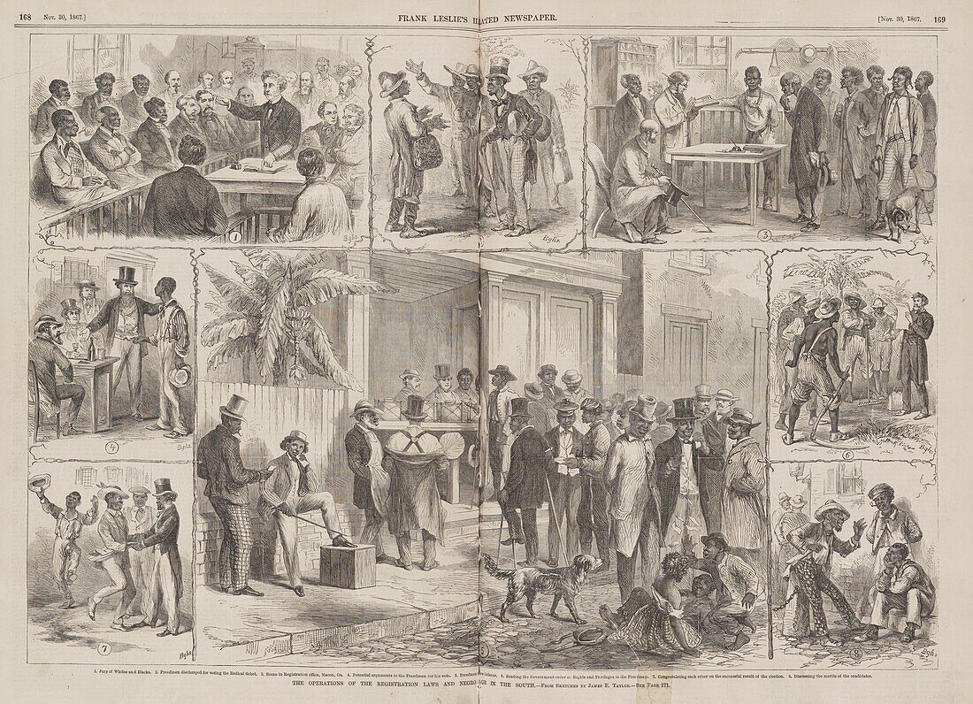 Operation of registration laws, 19th century illustration