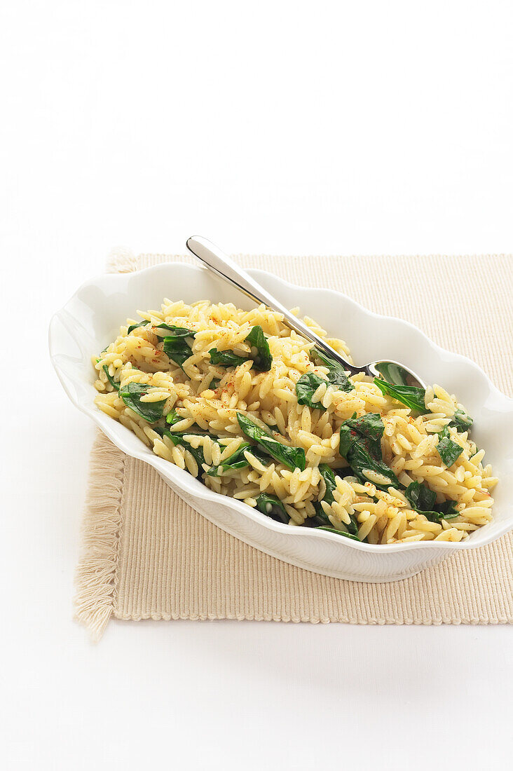 Spiced orzo with spinach