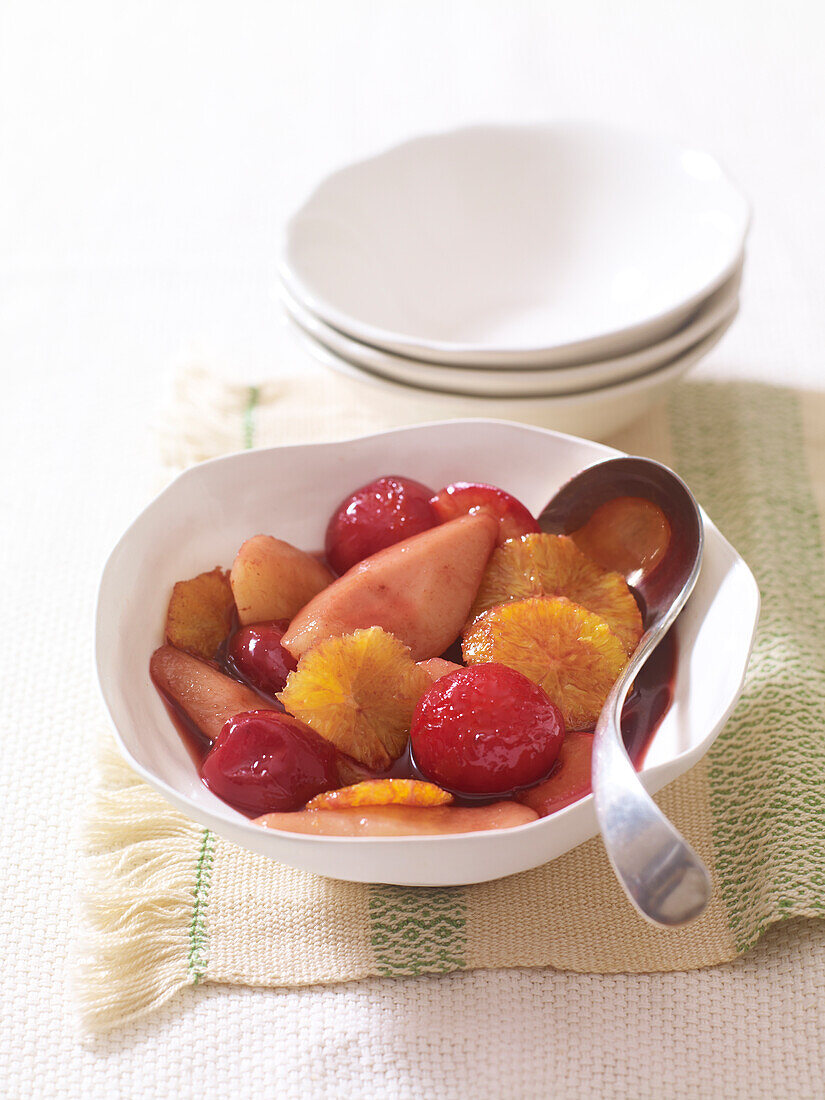 Bowl of stewed winter fruits