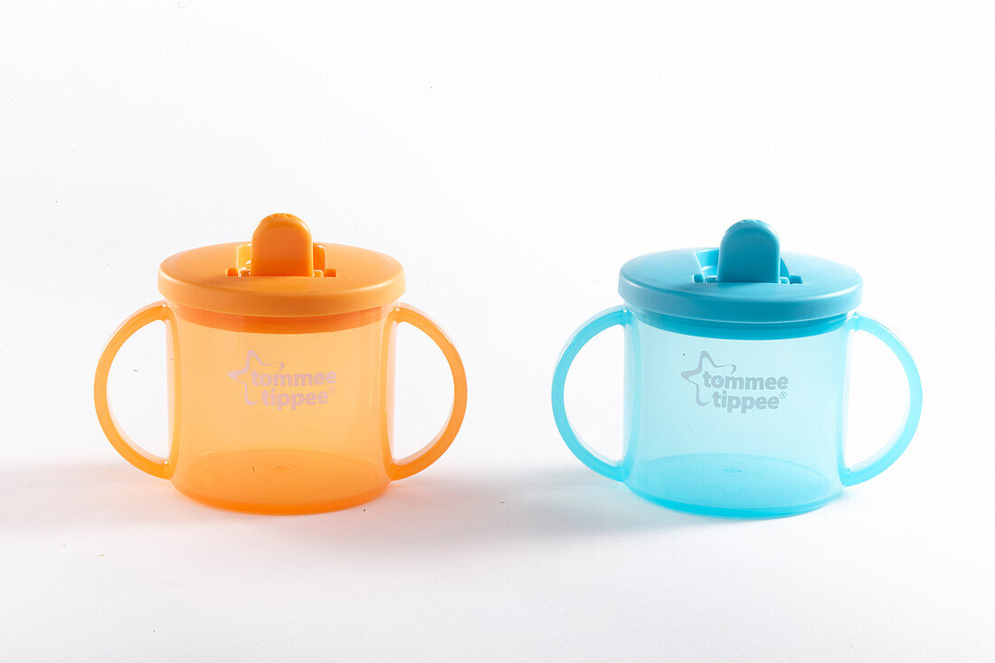 Orange and blue baby beakers