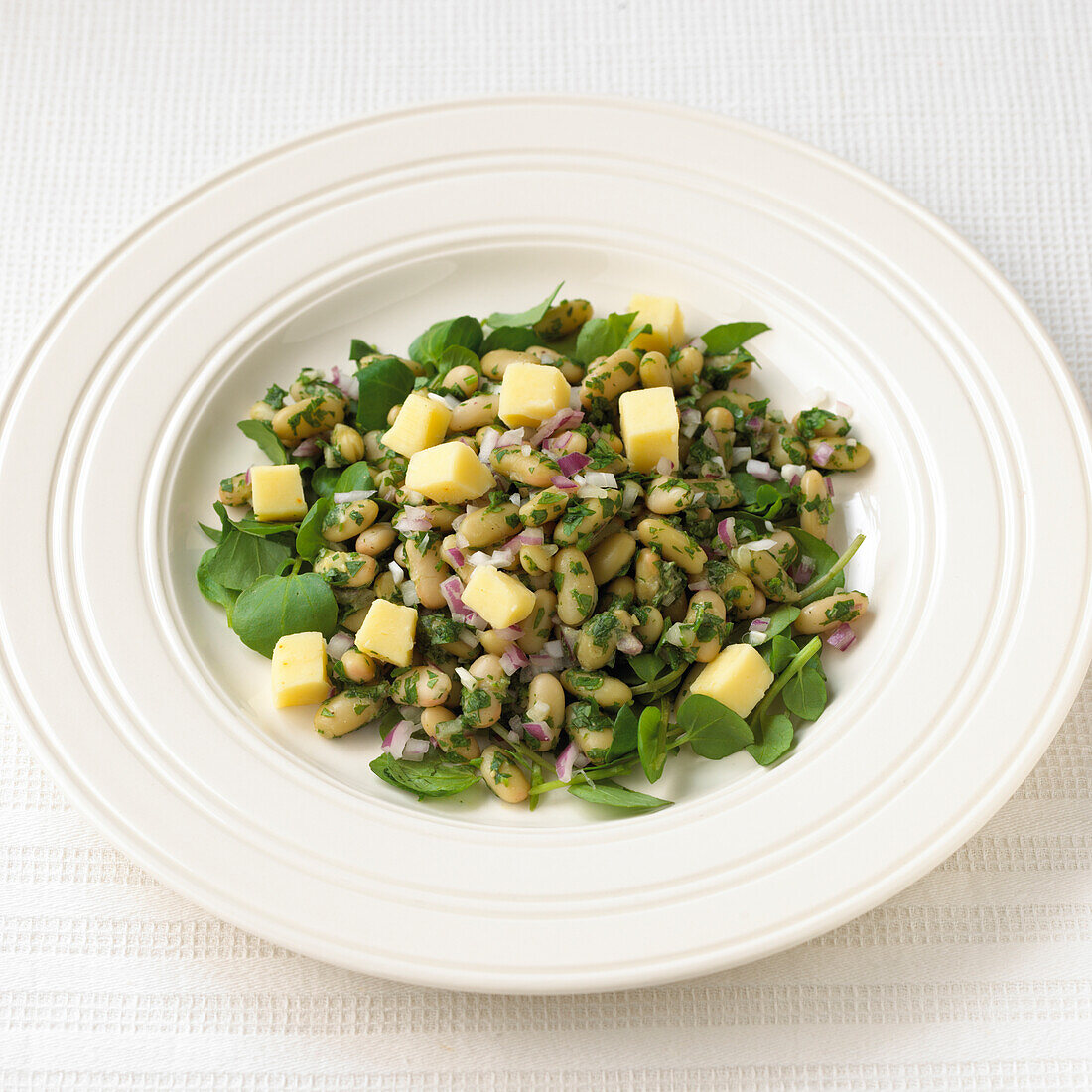 Flageolet bean and smoked cheese salad