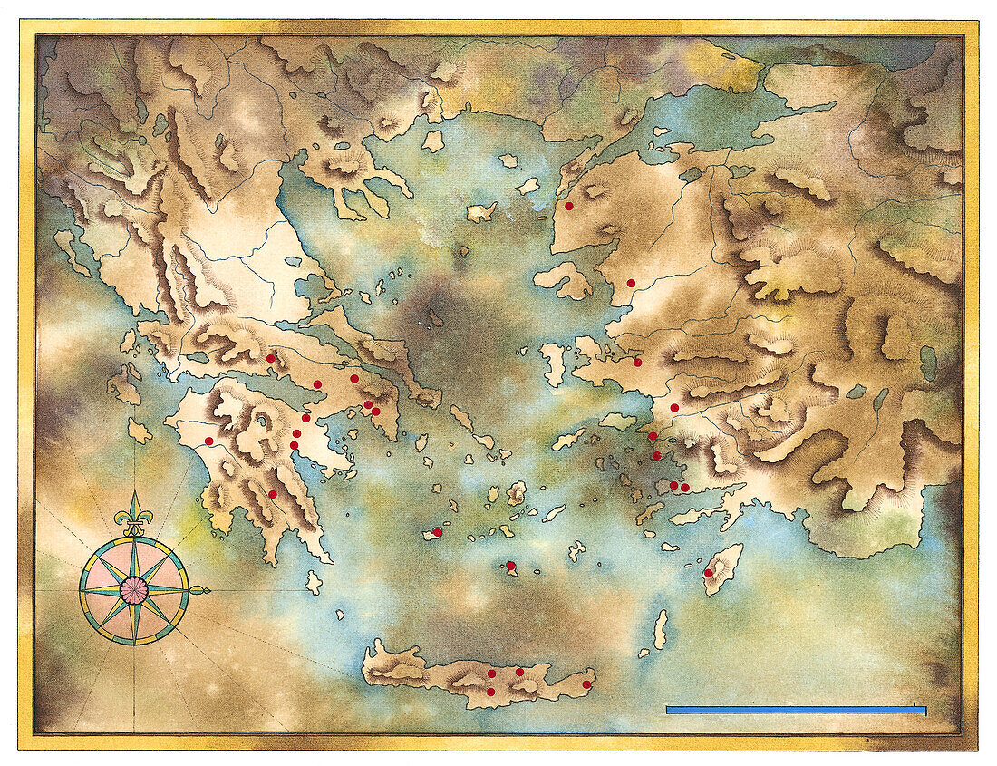 Map of the ancient Greek world, illustration