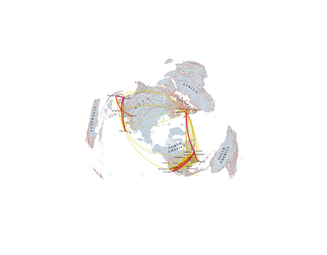 Global communications map, illustration
