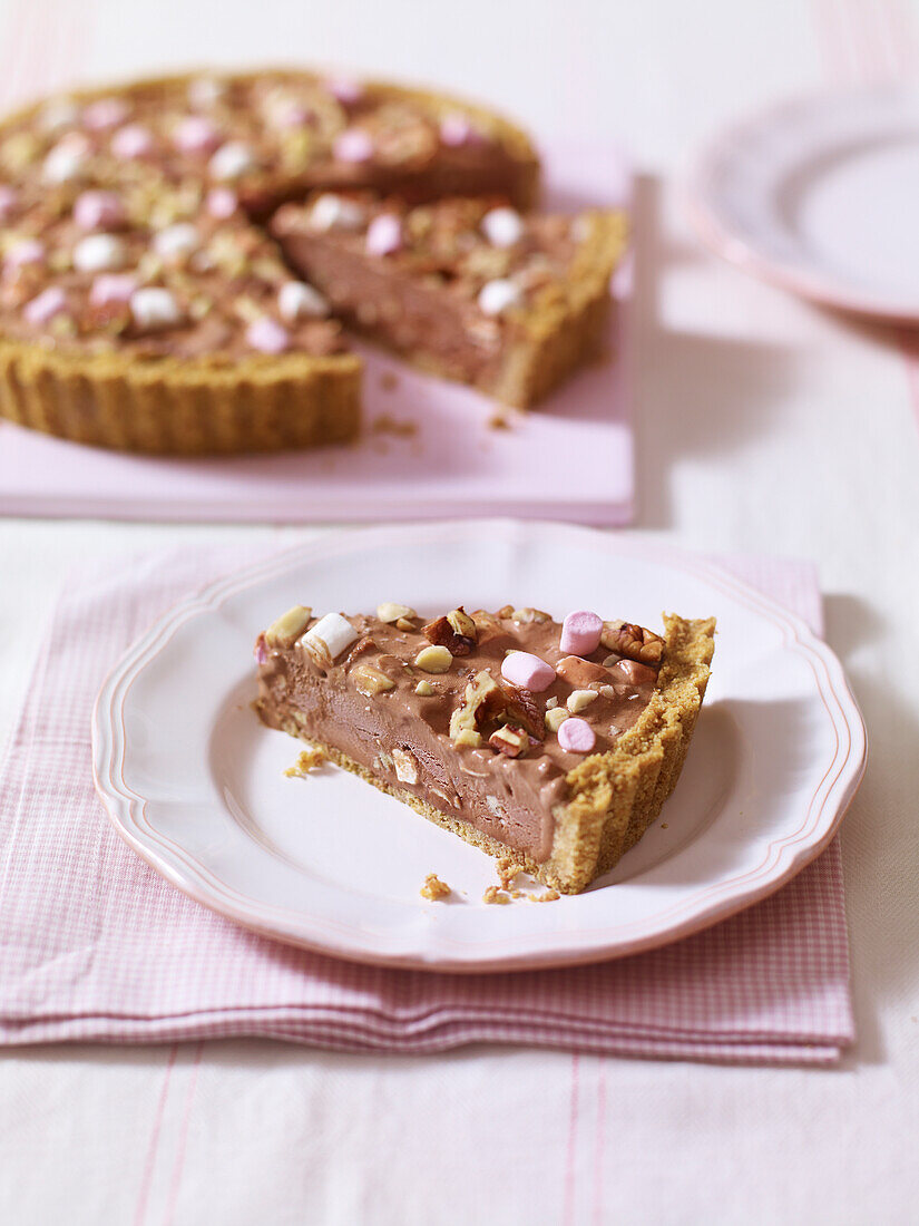 Slice of rocky road tart