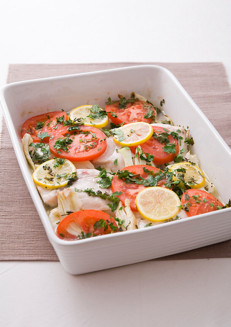 Swordfish baked with herbs