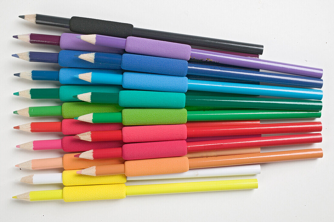 Coloured pencils with grips