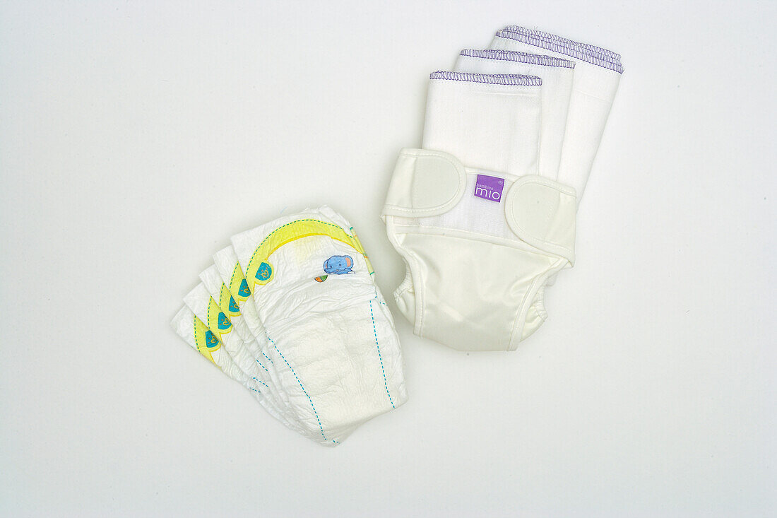 Two types of disposable nappies