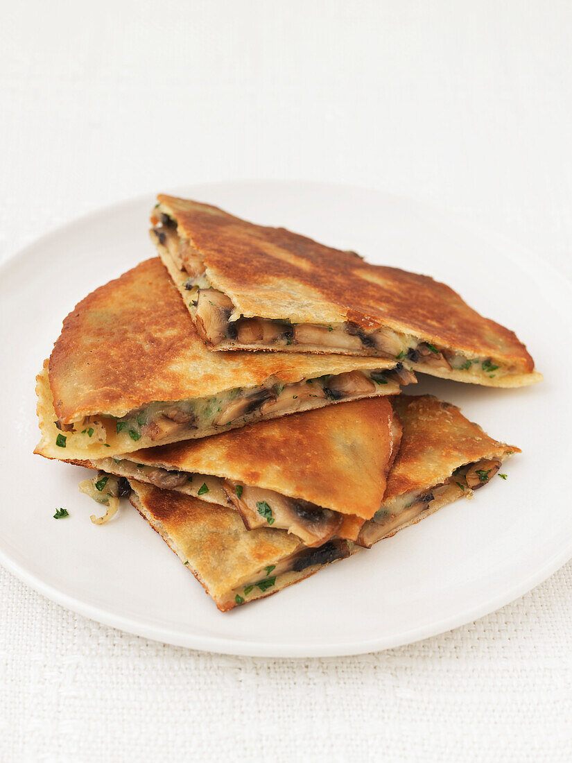 Quesadilla with mushrooms and Gruyere cheese