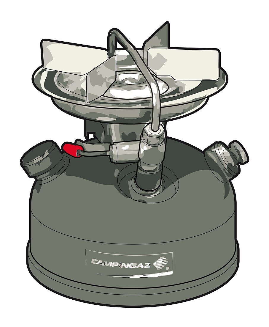 White fuel stove, illustration