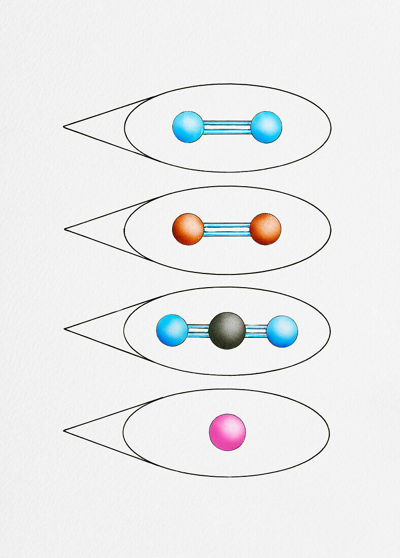 Gas molecules, illustration