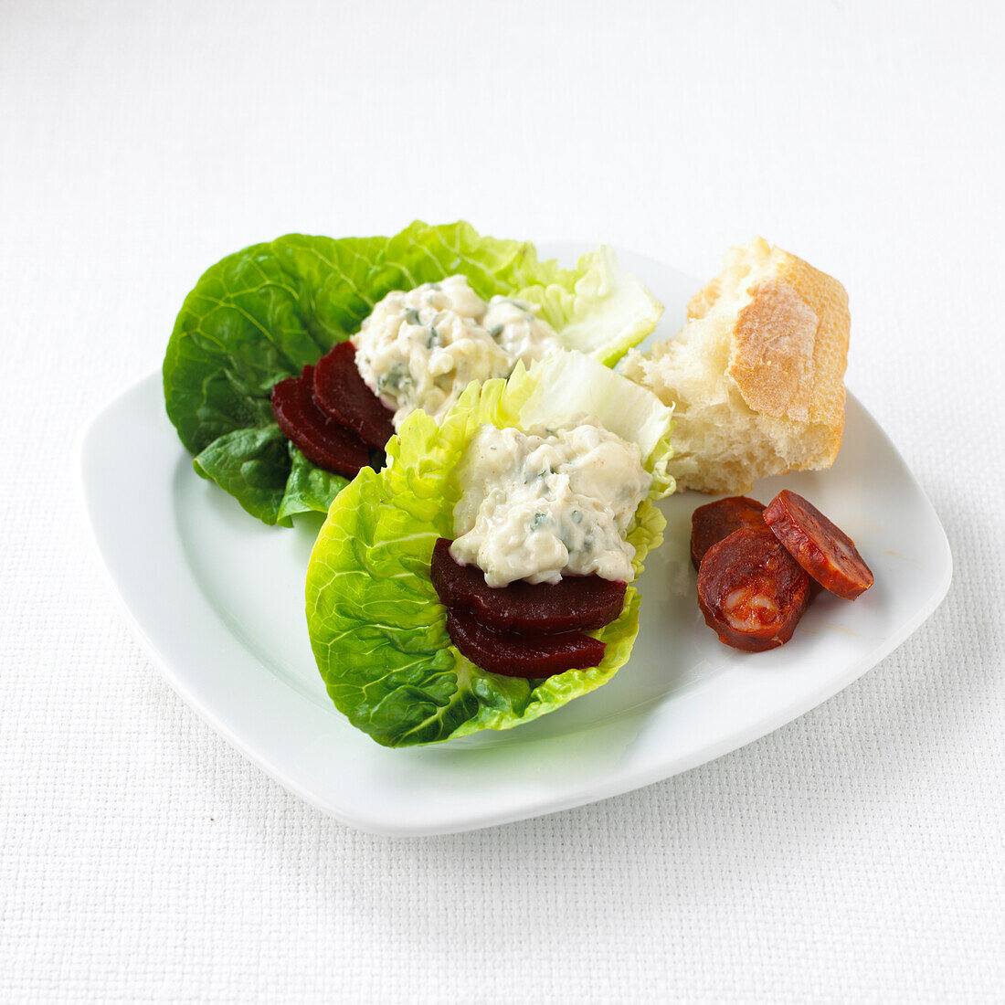 Baby gem lettuce with blue cheese and beetroot