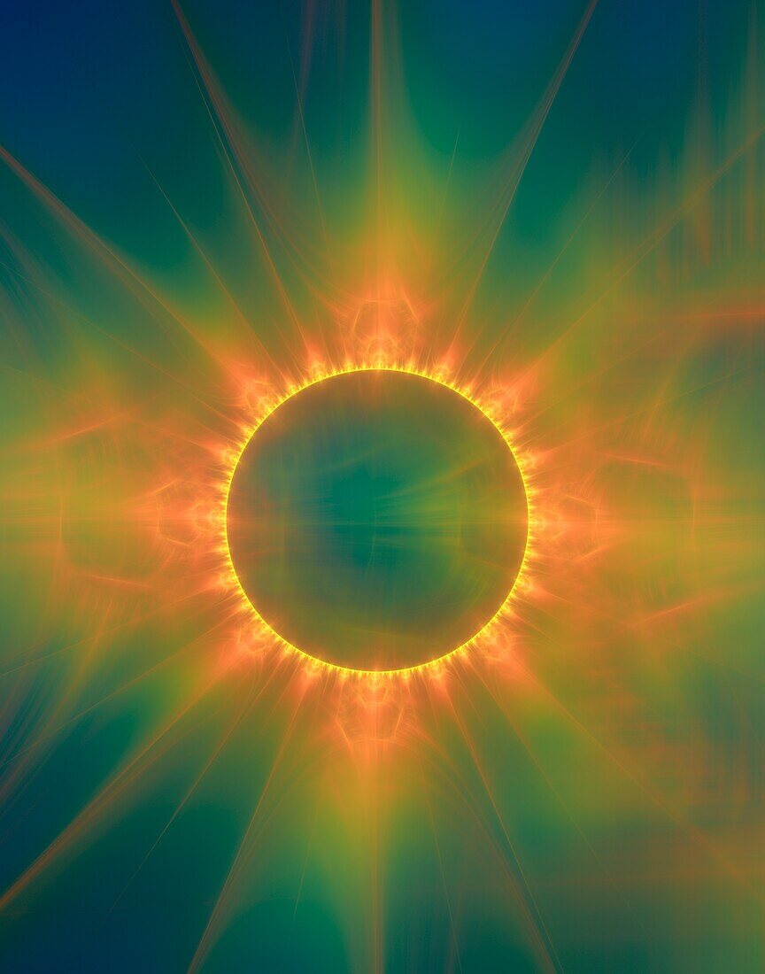 Solar eclipse, fractal illustration