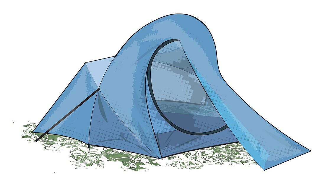 Three-season tent with flysheet, illustration