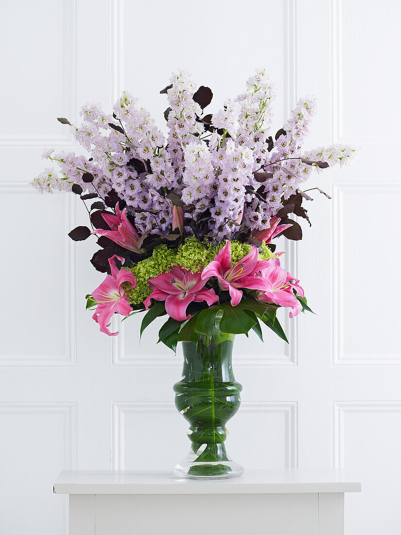 Layered flower arrangement in vase