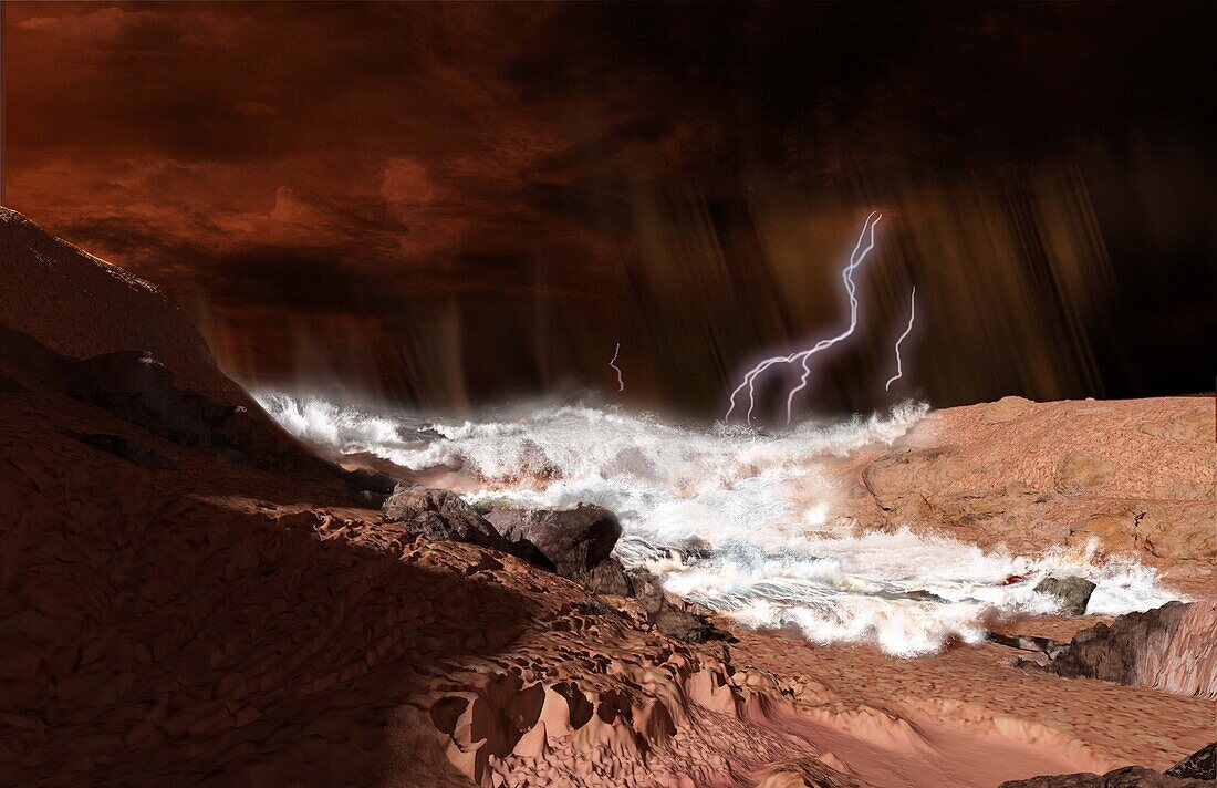 Flash flood on Titan, illustration