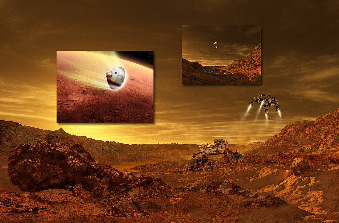 Stages of the MSL Mars mission, illustration