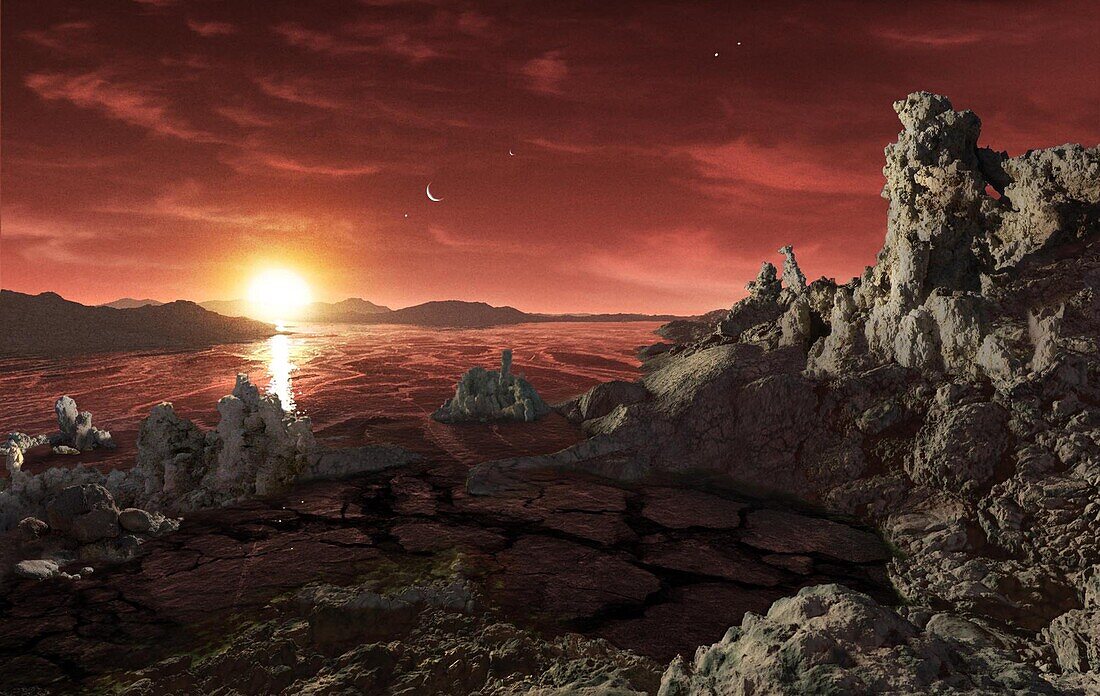 Icy seas on TRAPPIST-1 d, illustration