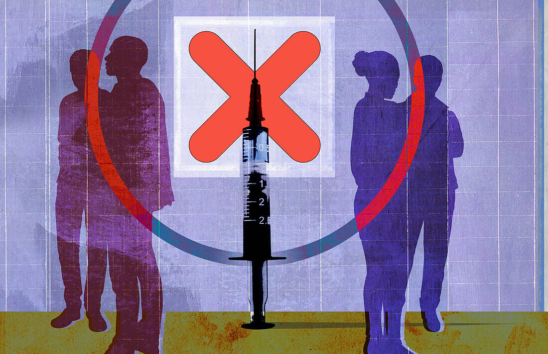 People rejecting vaccine, illustration
