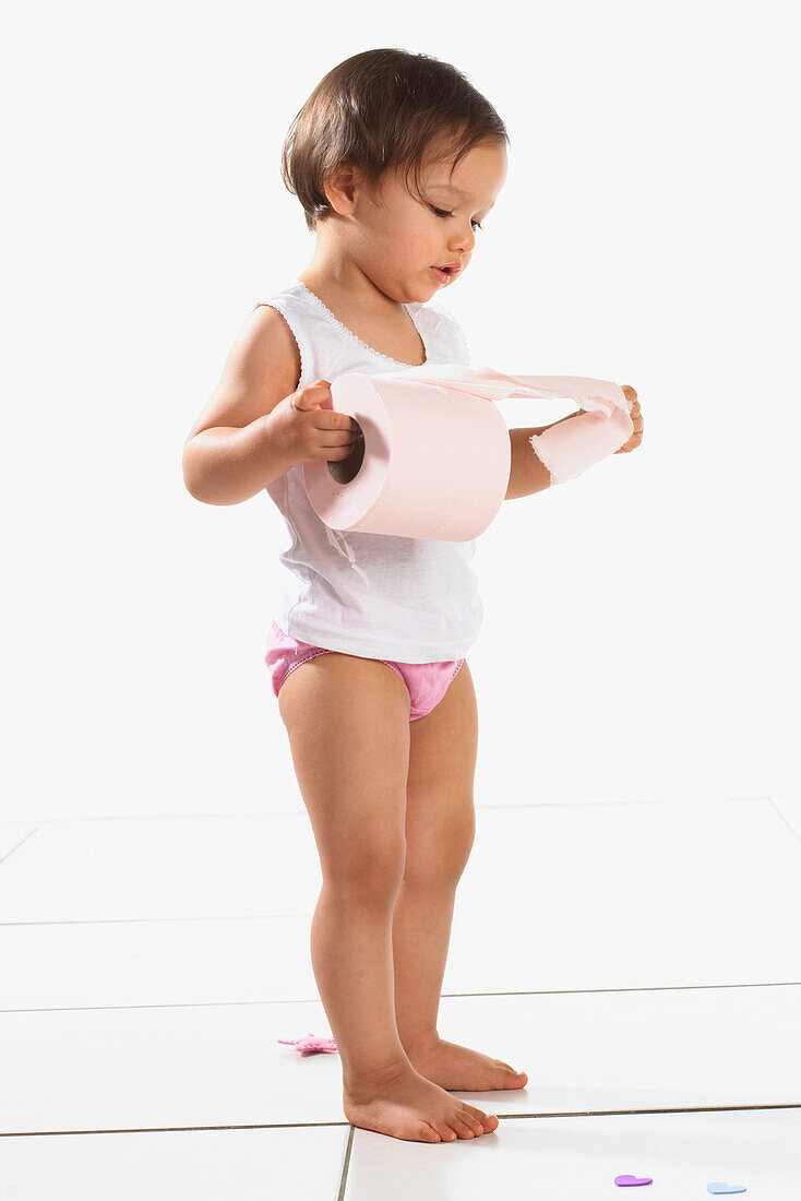 Toddler girl in underwear