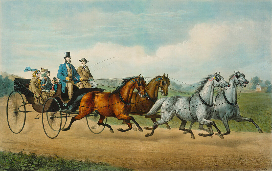 Four-in-hand carriage, 19th century illustration