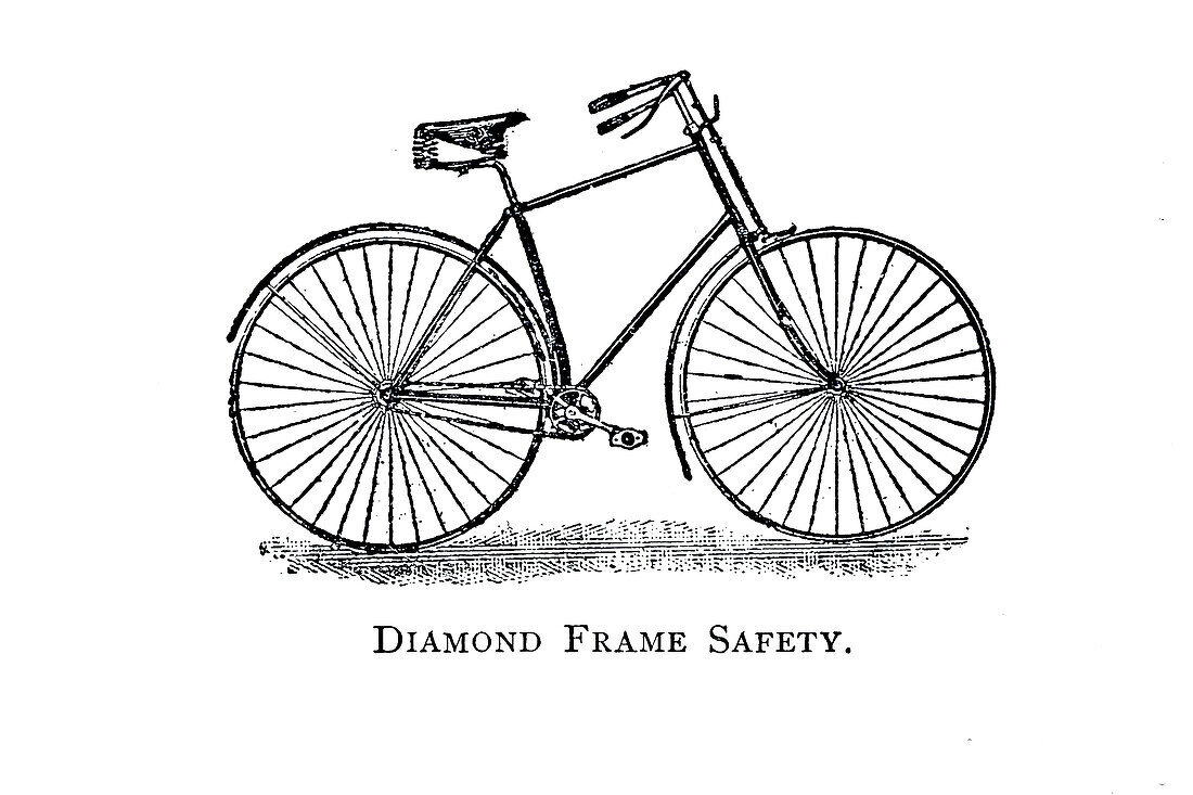 Diamond frame safety bicycle, 19th century illustration