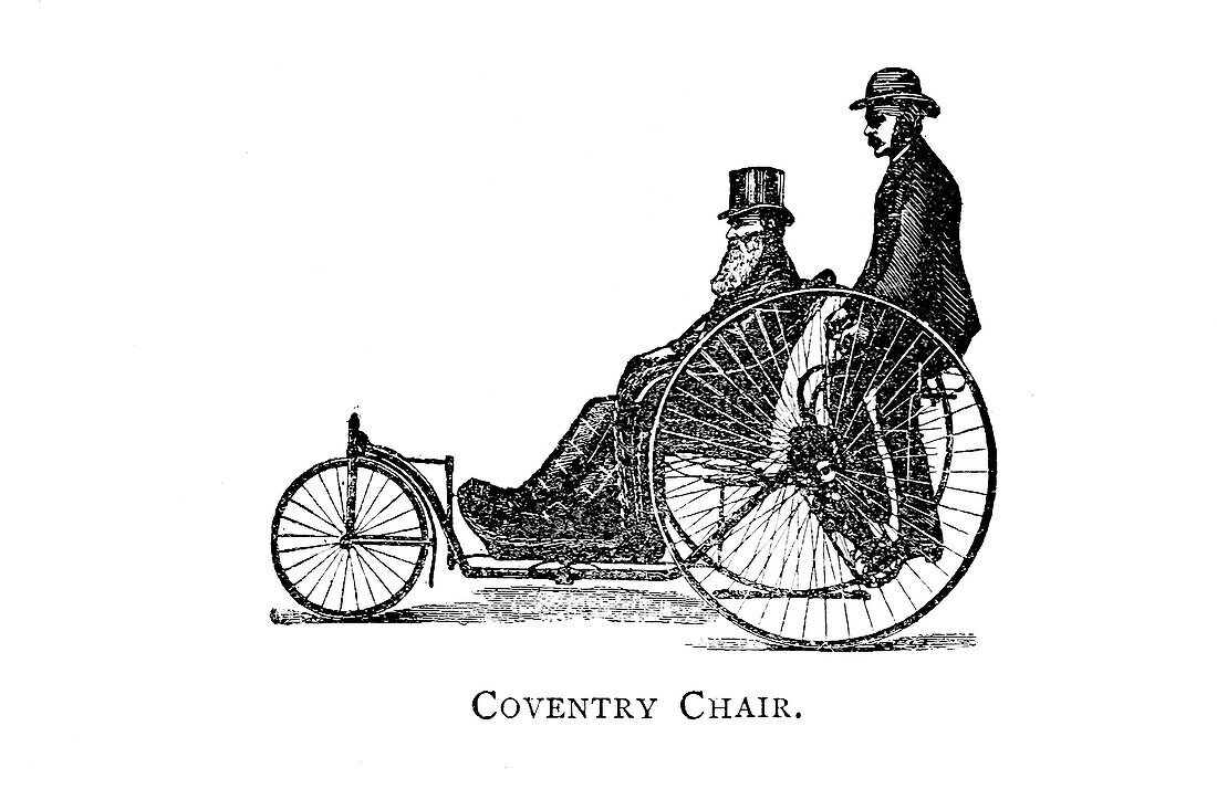 Coventry chair tricycle, 19th century illustration