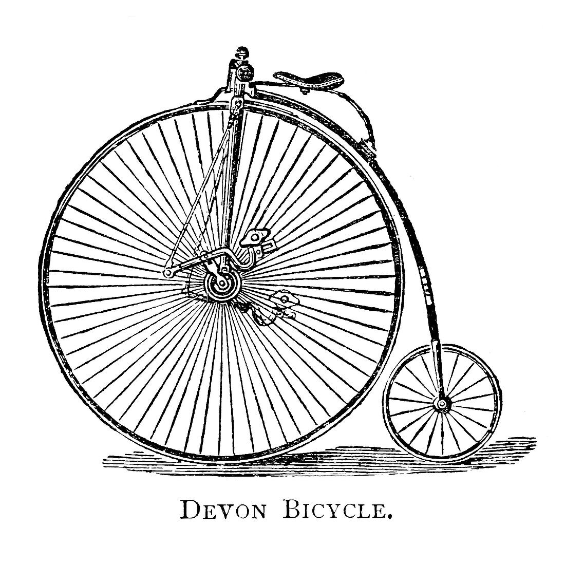 Devon high wheel bicycle, 19th century illustration