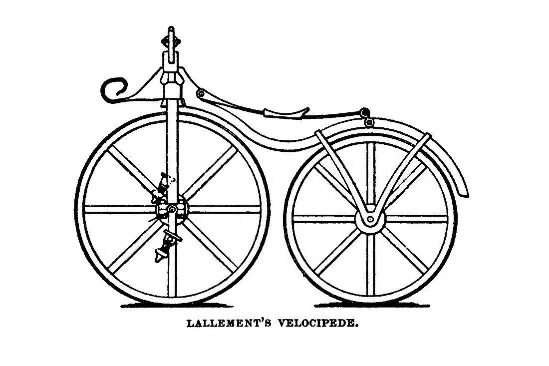 Lallement's velocipede, 19th century illustration