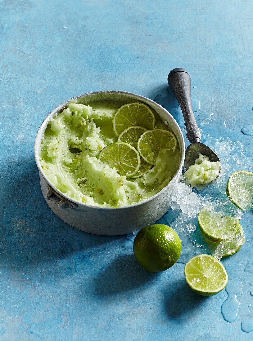 Sorbet made from lime juice
