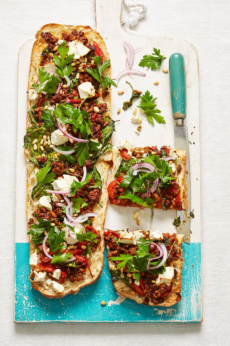 Lamb Pide with Red Onions Salad