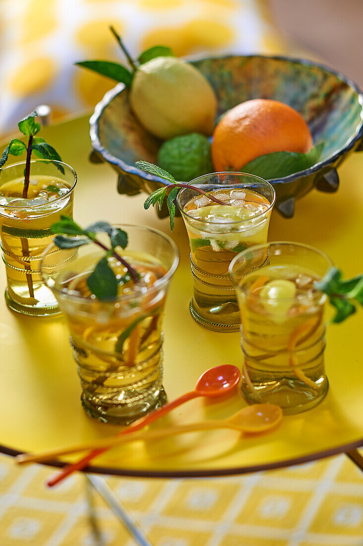 Citrus lemonade with mint leaves