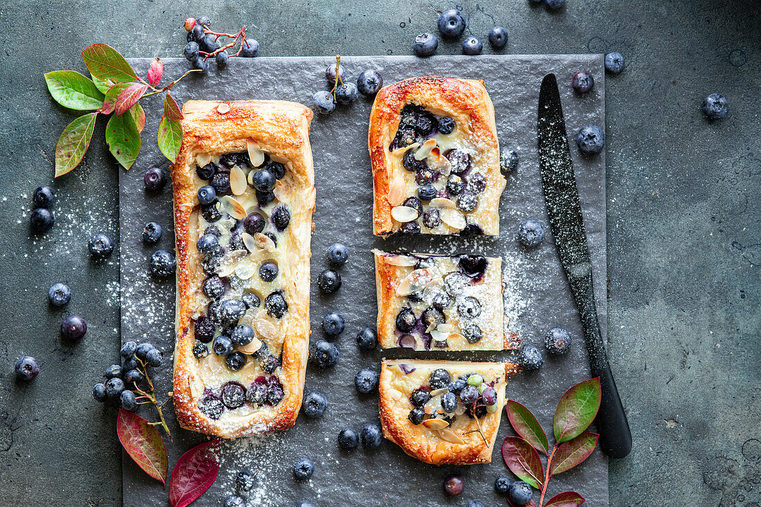 Blueberry puff pastry with custard cream