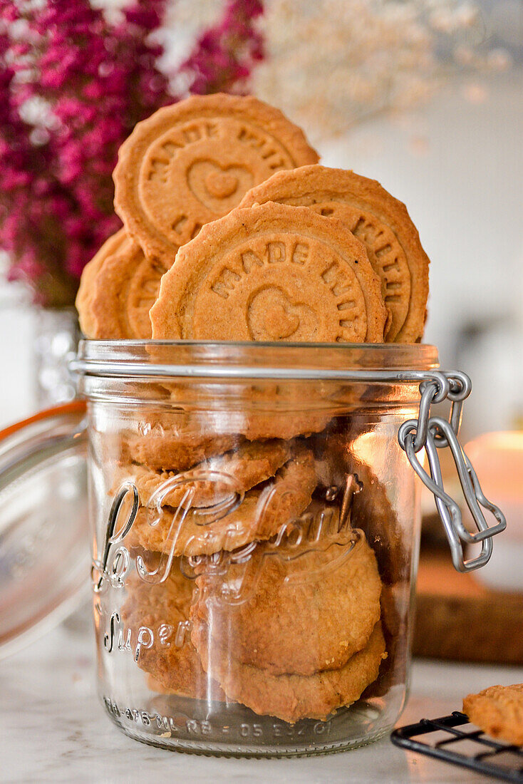 shortbread cookies in a jar