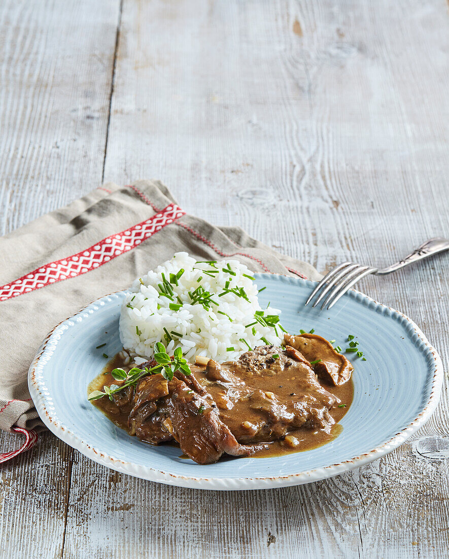 Beef roast with mushrooms