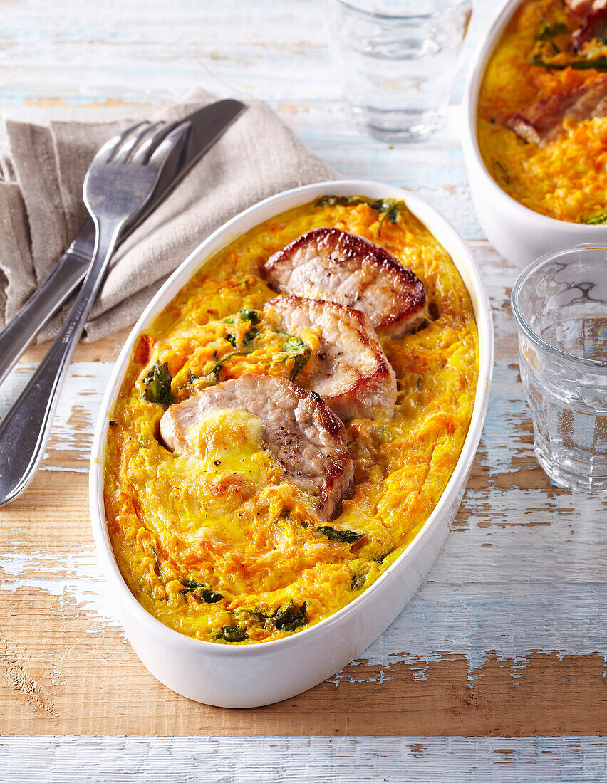 Gratinated pork with pumpkin