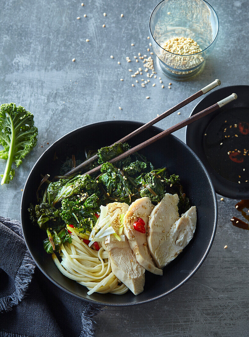 Stewed savoy cabbage with sesame and soy sauce