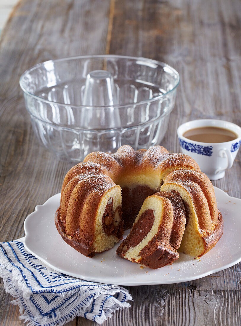 Marble Sponge Cake with Nuts