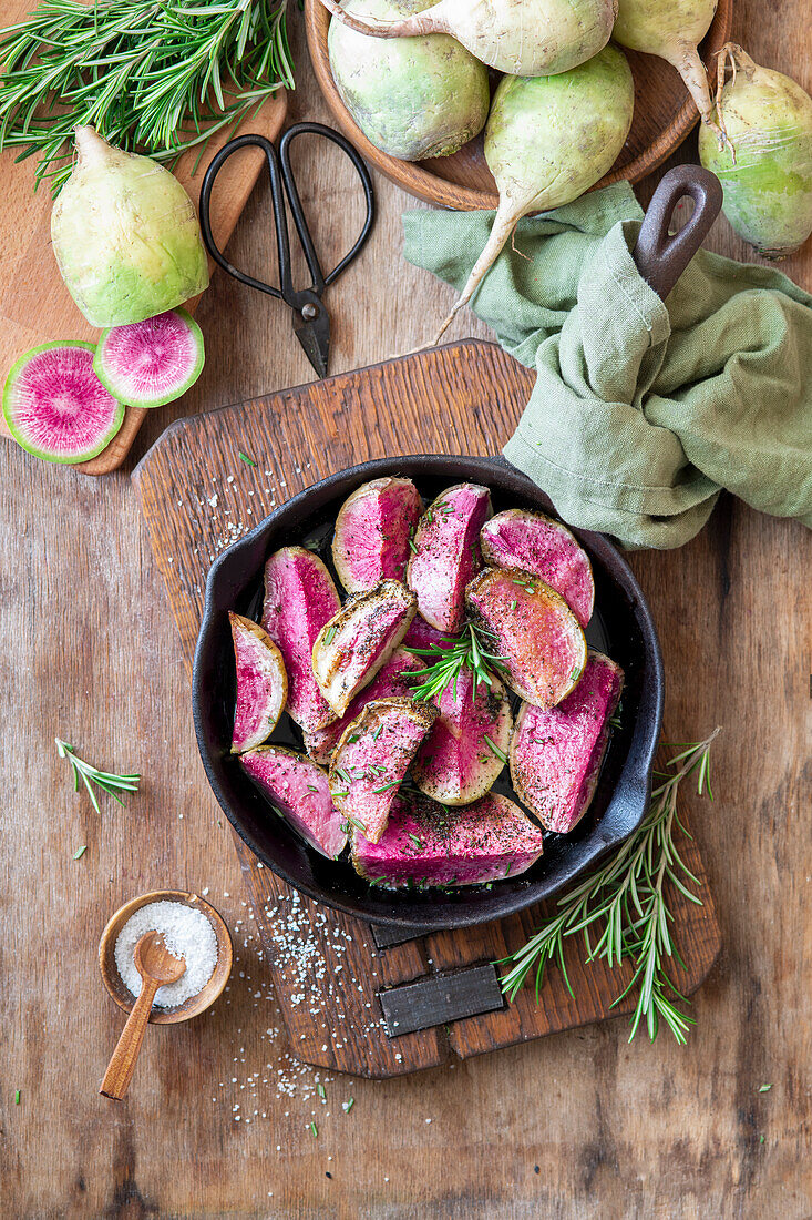 Roasted watermelon radish