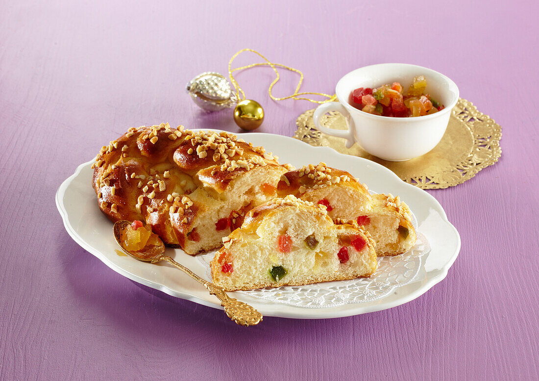 Small Christmas cake with candied fruit