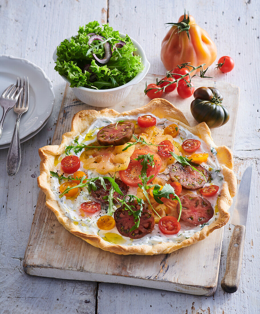 Quiche with ricotta and tomatoes